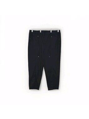 PENN. Penningtons Plus Size 20 Black Elastic Waist Drawstring Crop Pants Stretch